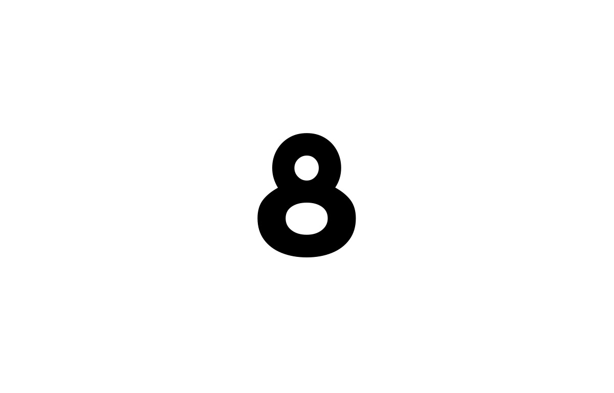 Un rectangulo solido blanco con el numero ocho escrito en el centro.