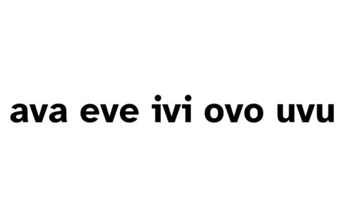 Un rectangulo solido blanco con las silabas ava, eve, ivi, ovo, uvu escritas en el centro.