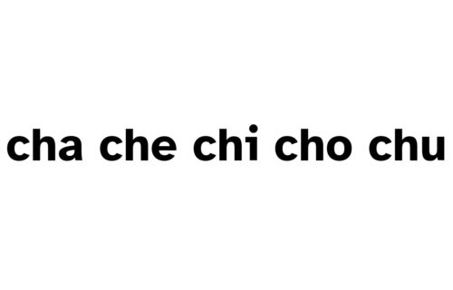 Un rectangulo solido blanco con las silabas cha, che, chi, cho, chu escritas en el centro.