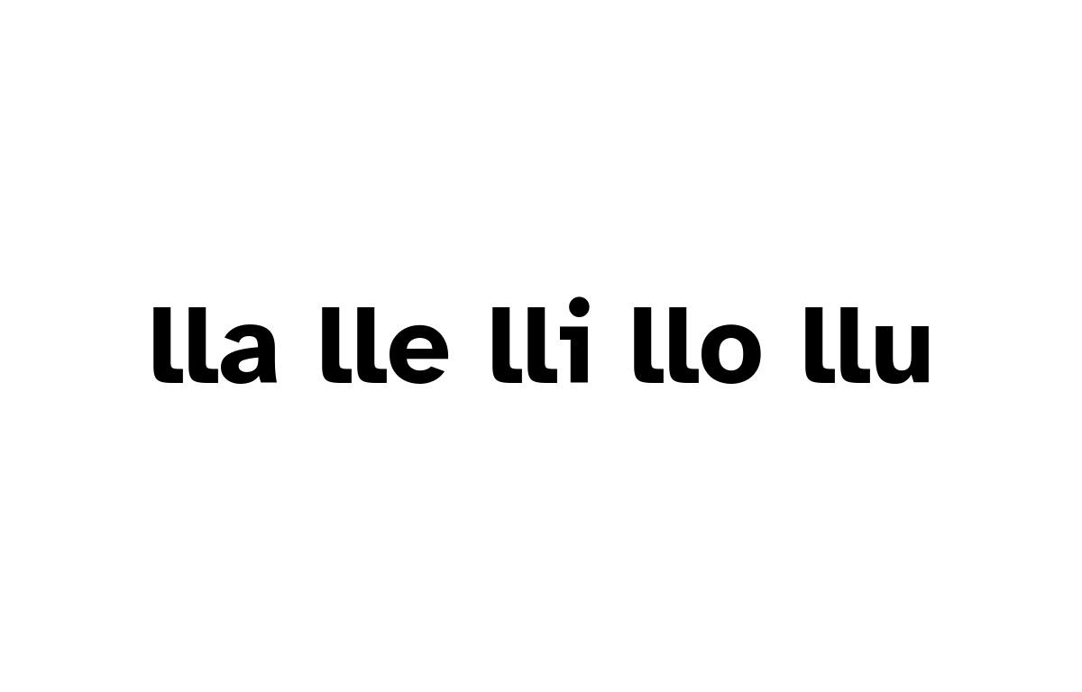 Un rectangulo solido blanco con las silabas lla, lle, lli, llo, llu escritas en el centro.