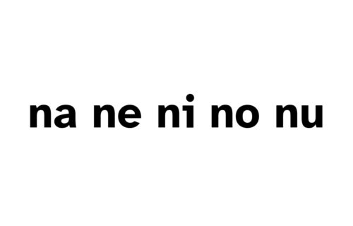 Un rectangulo solido blanco con las silabas na, ne, ni, no, nu escritas en el centro.