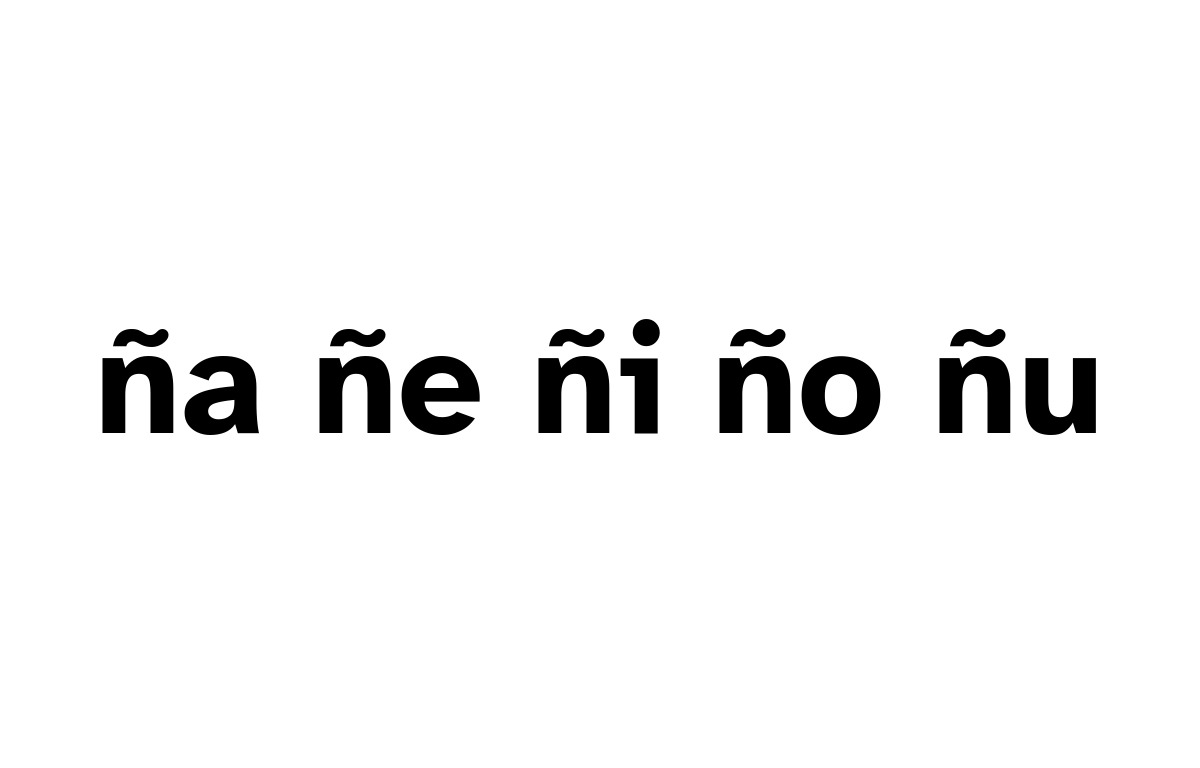 Un rectangulo solido blanco con las silabas ña, ñe, ñi, ño, ñu escritas en el centro.